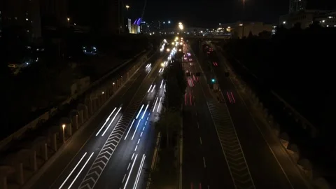High way traffic at night, hyperlapse Stock Footage 152033056