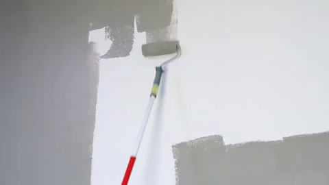 High White Wall Being Painted Gray Stock Footage 292133207