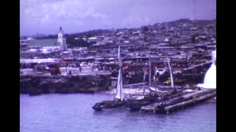 High Wide of Dock in Port Au Prince, Haiti 1973 Stock Footage 49977338