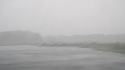 High Wind Heavy Rain Across Lake Stock Footage 316421048