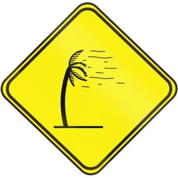 High winds warning sign used in Uruguay Stock Illustration