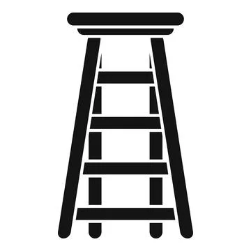 High wooden step stool with four steps for reaching upper shelves Stock Illustration