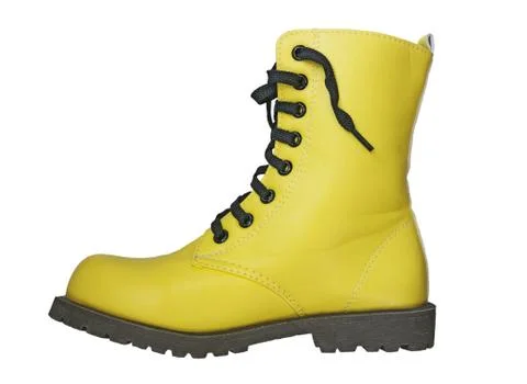 High yellow boot on a white background Stock Photos