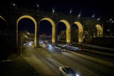 HIghbridge Lightrails  Haze Stock Footage 149595380