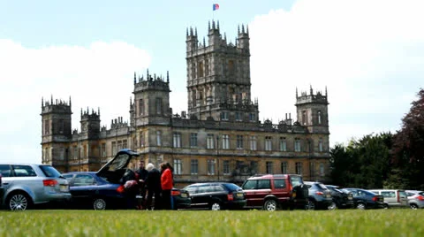 Highclere Castle &amp; general public 2 Stock Footage 24467058