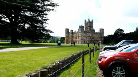 Highclere Castle &amp; general public 3 Stock Footage 24467147