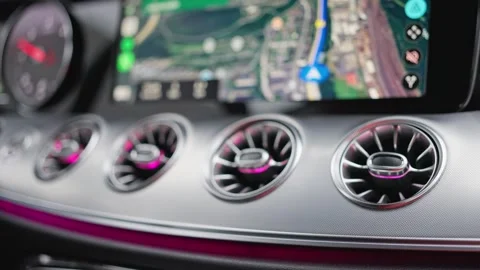 Highend Vehicle Interior, Elegant Dashboard With Advanced Features, Premium Stock Footage 323093367