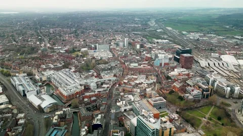 Higher Aerial shot over Reading Video stock 313299844