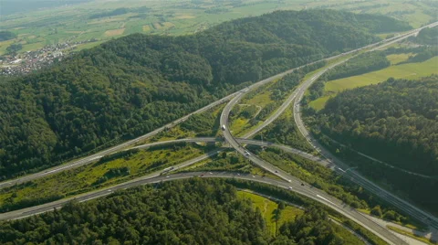 Higher Aerial view, Left panning over Freeway Junction Vidéo 44975201