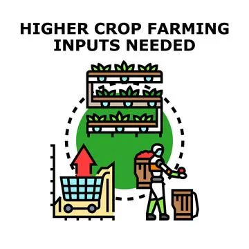 Higher crop farming inputs concept for agriculture Stock Illustration