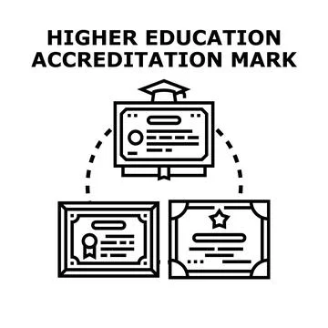 Higher education accreditation mark for academic achievement Stock Illustration