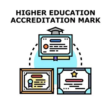 Higher education accreditation mark for academic achievement Stock Illustration