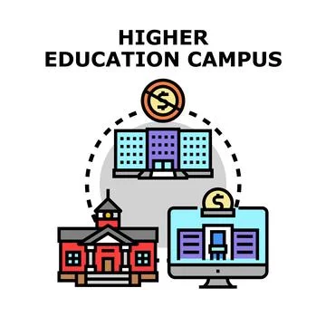 Higher education campus choosing study options 库存插图