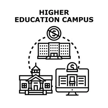 Higher education campus choosing study options Stock Illustration