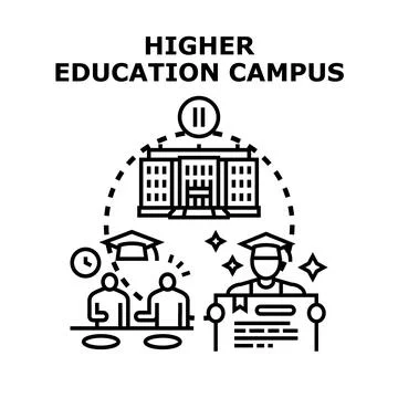 Higher education campus learning and receiving diploma イラスト素材