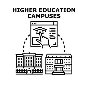 Higher education campuses selection process online Ilustración de archivo