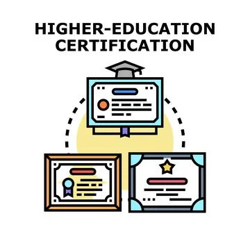Higher education certification documents and academic achievement degrees Stock Illustration