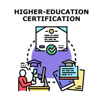 Higher education certification online learning process Stock Illustration