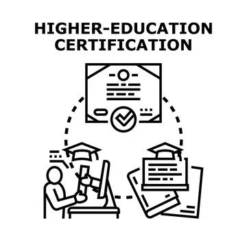 Higher education certification online learning process Stock Illustration