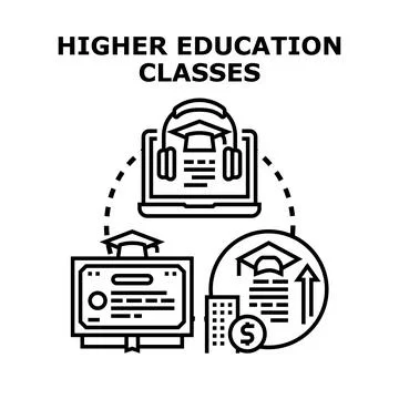 Higher education classes online learning earning opportunity Ilustración de archivo