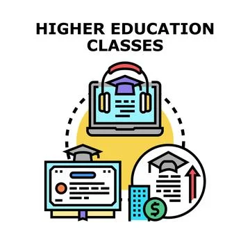 Higher education classes online learning earning opportunity Ilustración de archivo