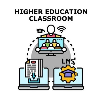 Higher education classroom remote learning online e learning class Stockillustratie