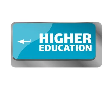 Higher education . Close up of keyboard, enter computer key. Stock Illustration