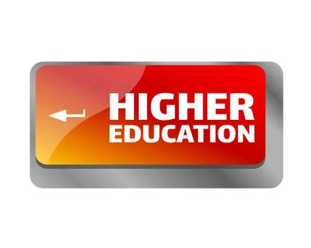 Higher education . Close up of keyboard, enter computer key. Stock Illustration