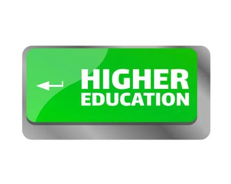 Higher education . Close up of keyboard, enter computer key. Stock Illustration