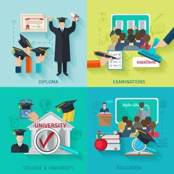 Higher Education Flat Set イラスト素材