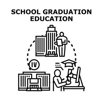 Higher education learning process graduating concept Illustrazione stock