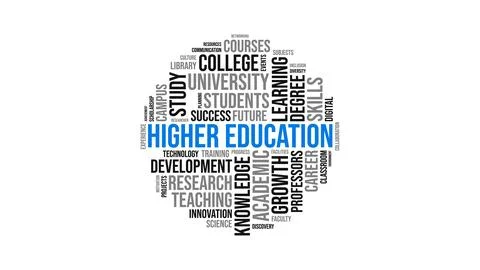Higher Education Word Cloud Concept with University College and Learning Ke.. 스톡 일러스트