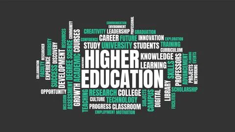 Higher Education Word Cloud Typography Graphic on Dark Background 스톡 일러스트