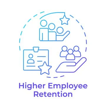 Higher employee retention blue gradient concept icon Stock-Illustration