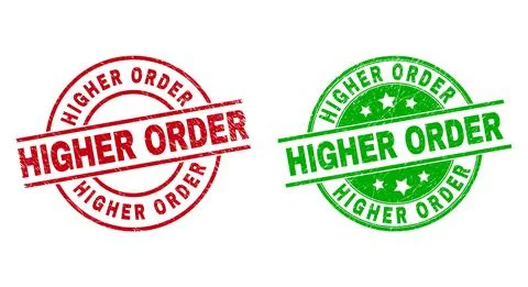 HIGHER ORDER Round Stamp Seals with Grunged Surface Stock Illustration
