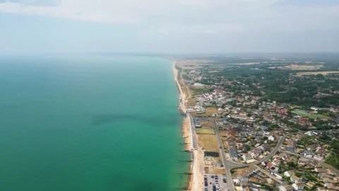 Higher over New Milton Beach Milford on Sea Stock Footage 318112140
