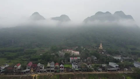 Higher Pan of Mountain Village Stock Footage 255029207