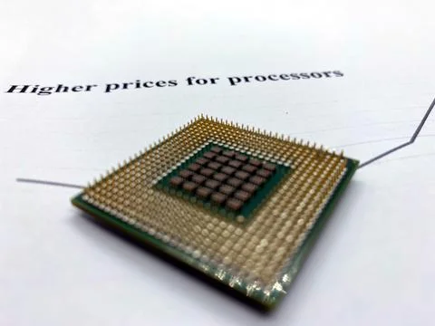 Higher prices with microprocessor closeup view with selective focus on backgr Stockfoto's
