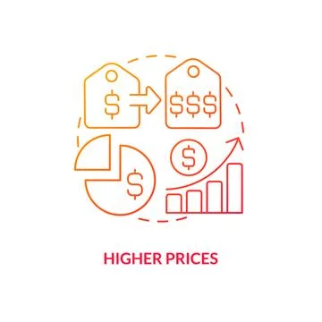Higher prices red gradient concept icon Stock Illustration