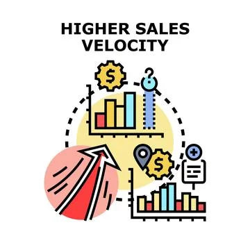 Higher sales velocity concept with increasing arrow Stock Illustration
