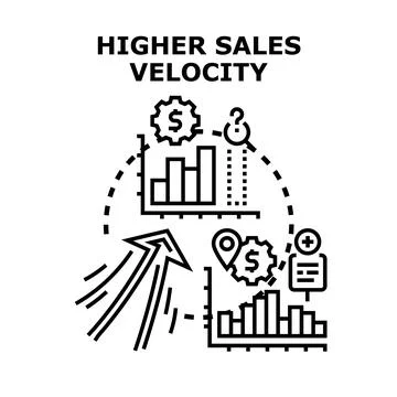 Higher sales velocity concept with increasing arrow Stock Illustration
