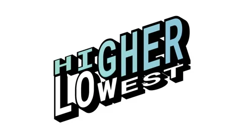 HIGHER vs LOWEST, 3D Text Animation in Isometric View with Opposite Word Motion Stock Footage 314263561