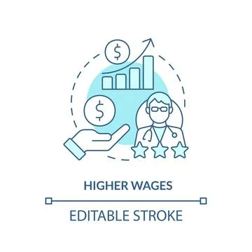 Higher wages turquoise concept icon Stock Illustration