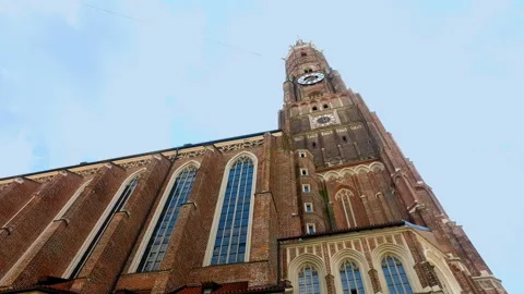 The highest brick cathedral in Germany, located in Landshut Bavaria Stock Footage 135271879