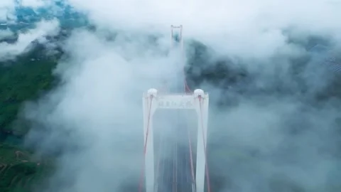 Highest Bridge on Earth Beipanjiang Cinematic 4K Video stock 337182048