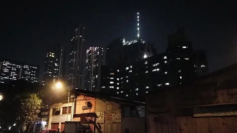 Highest building side night view of Mumbai Highway Road Stock Footage 293012847