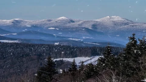 The highest mountain of the bavarian forest Arber in snowfall Stock Footage 162756096