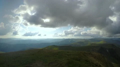 Highest mountain not let low cloud in a mountain valley Stock Footage 40441222
