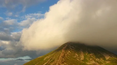 Highest mountain peak covered clouds. Stock Footage 80732989