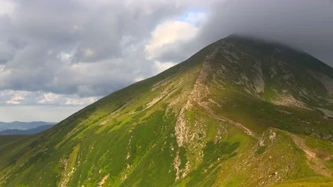 Highest mountain peak covered clouds. Stock Footage 82737478